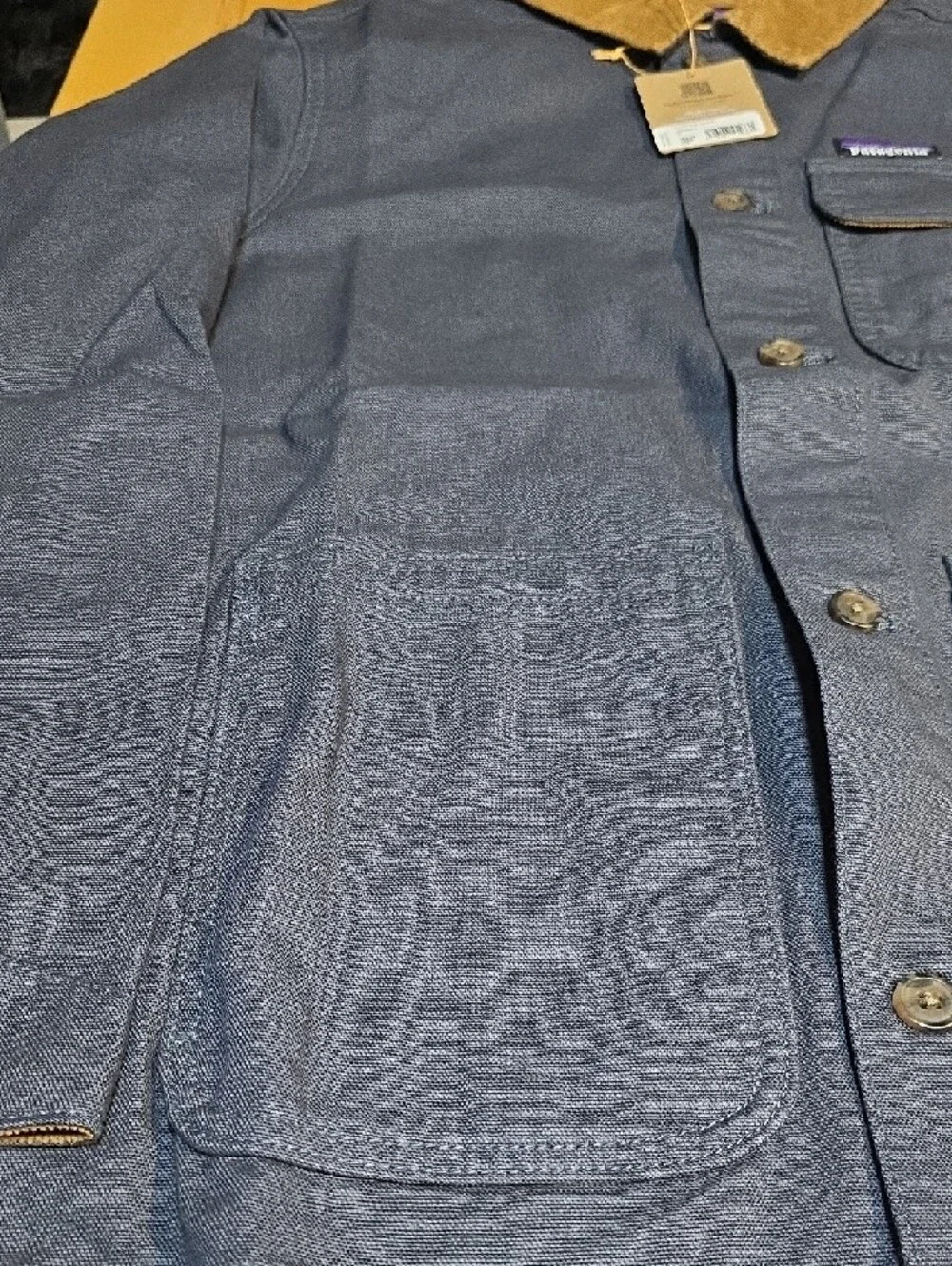 Patagonia Navy Jacket with Brown Corduroy Collar - Picture 6 of 7